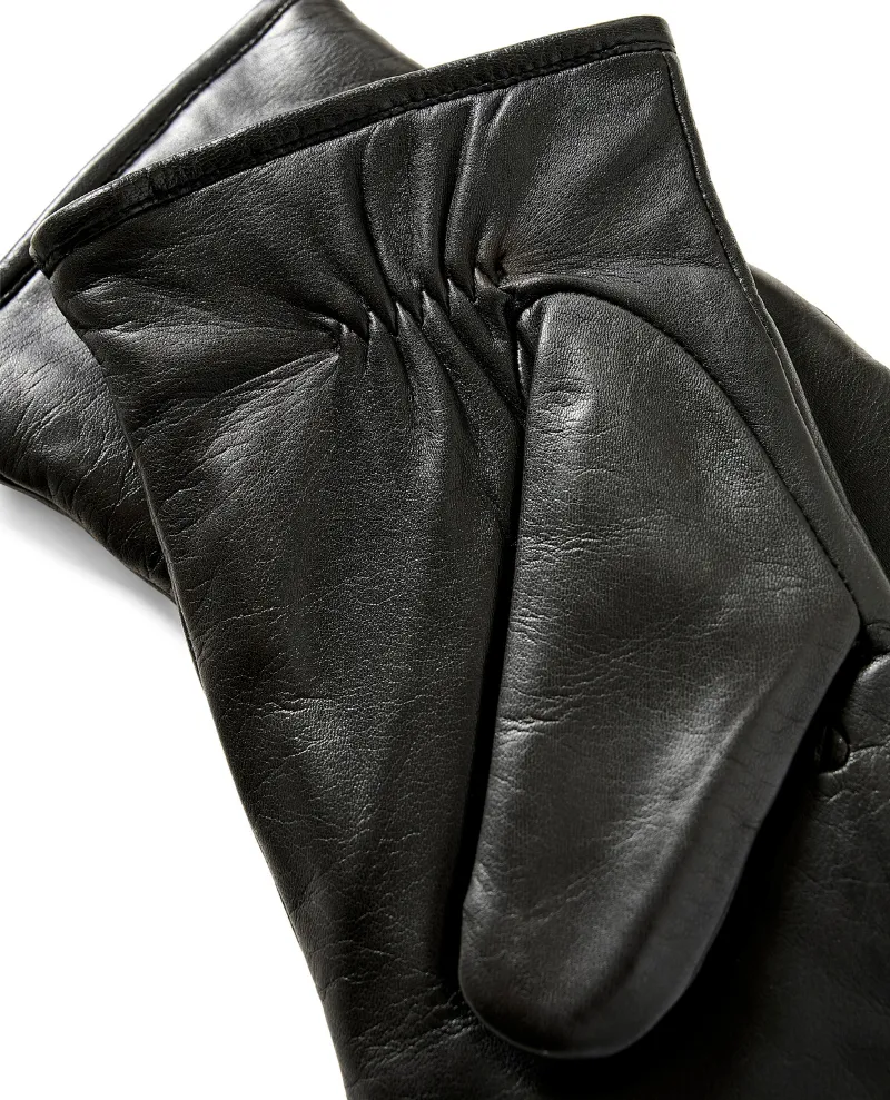 Part Two Flori Black Leather Mittens