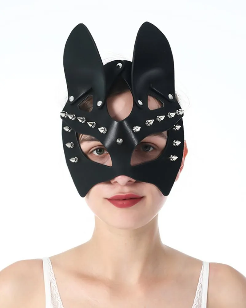 Patchwork Plain Sexy PU leather Mask