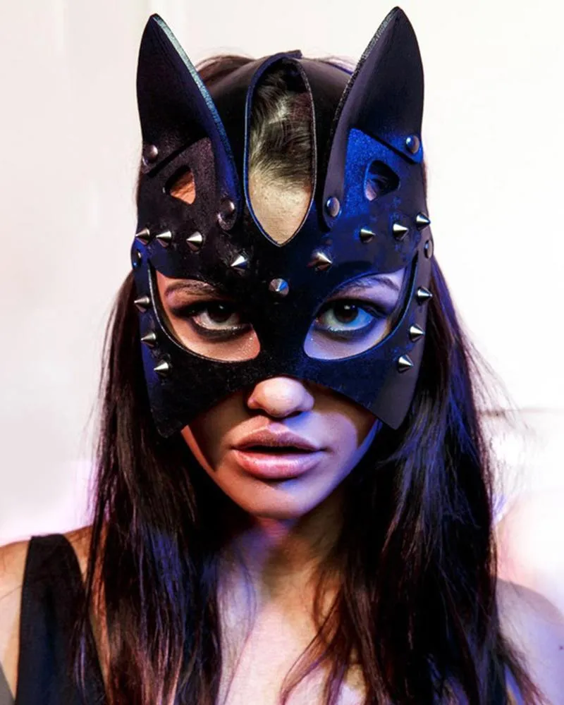 Patchwork Plain Sexy PU leather Mask