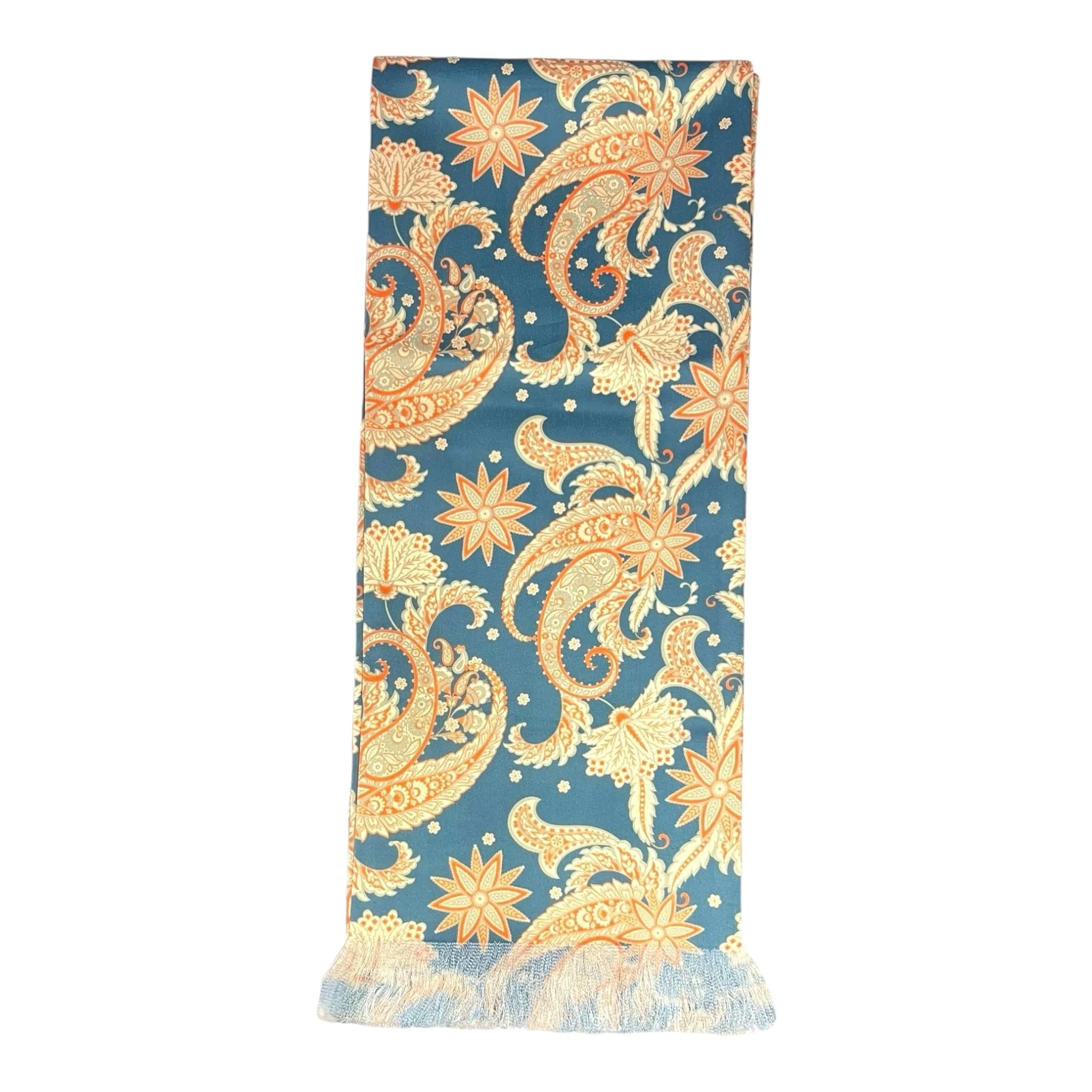 Peacock Paisley Printed Scarf With Pocket Square