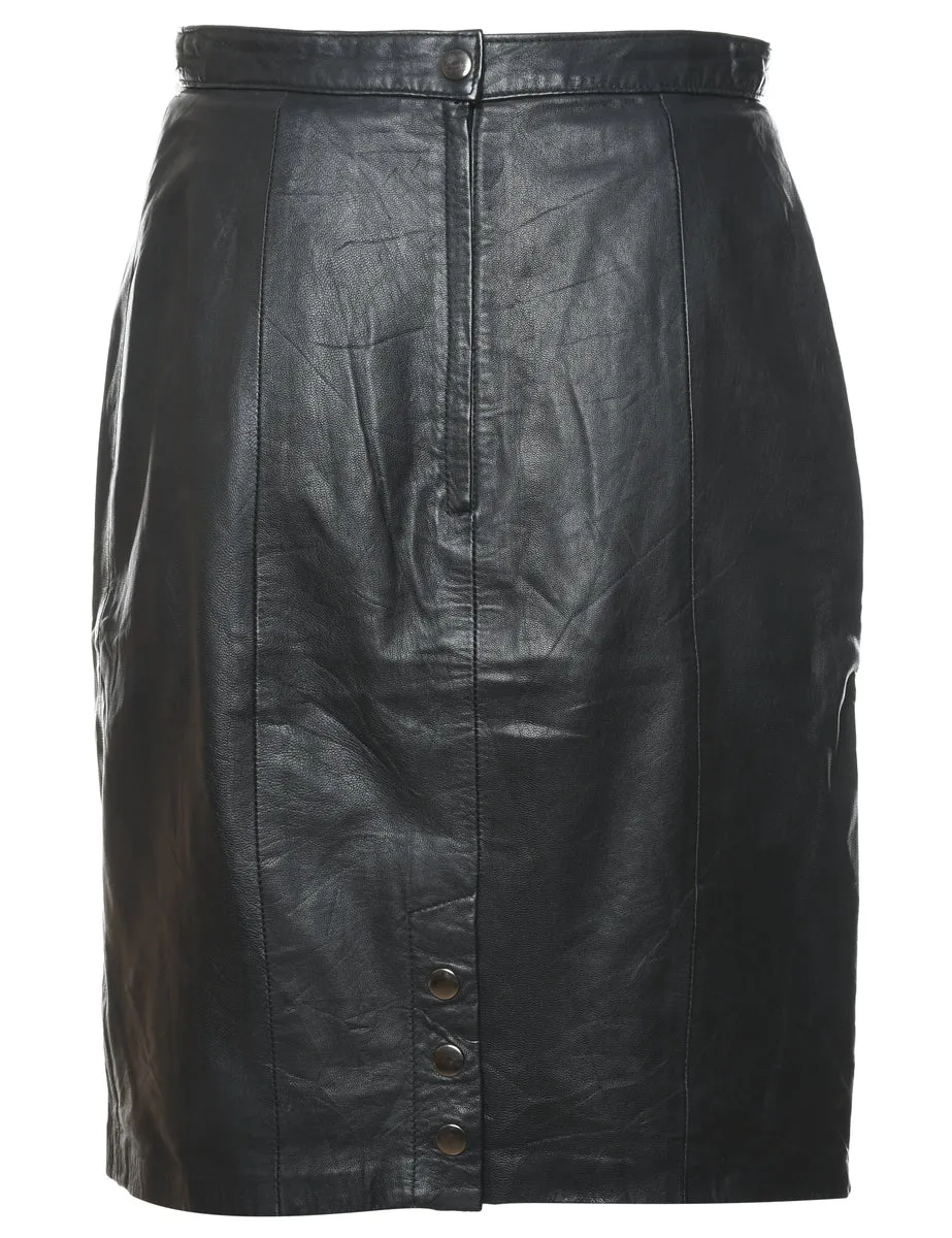 Pencil Shape Leather Skirt - S