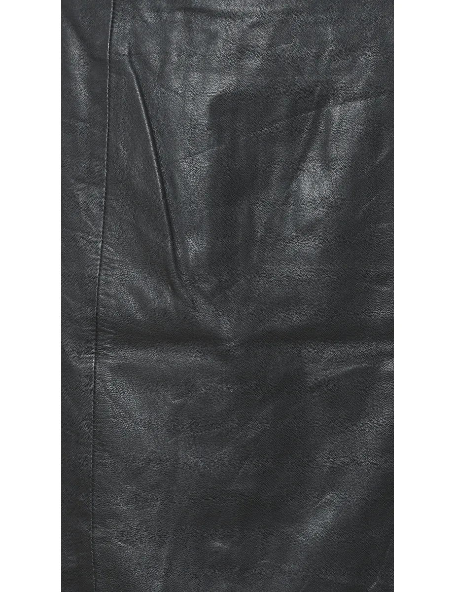 Pencil Shape Leather Skirt - S