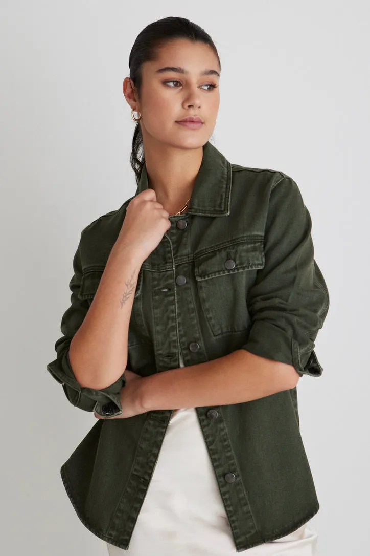 Penny Dark Khaki Denim Shacket