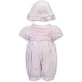 Pink Blossom Smocked Romper & Hat