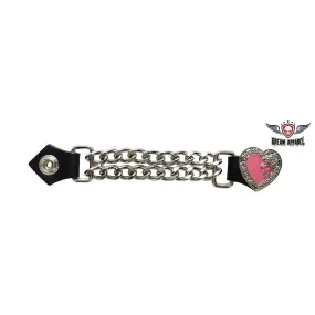 Pink Chrome Heart and Rose Vest Extender