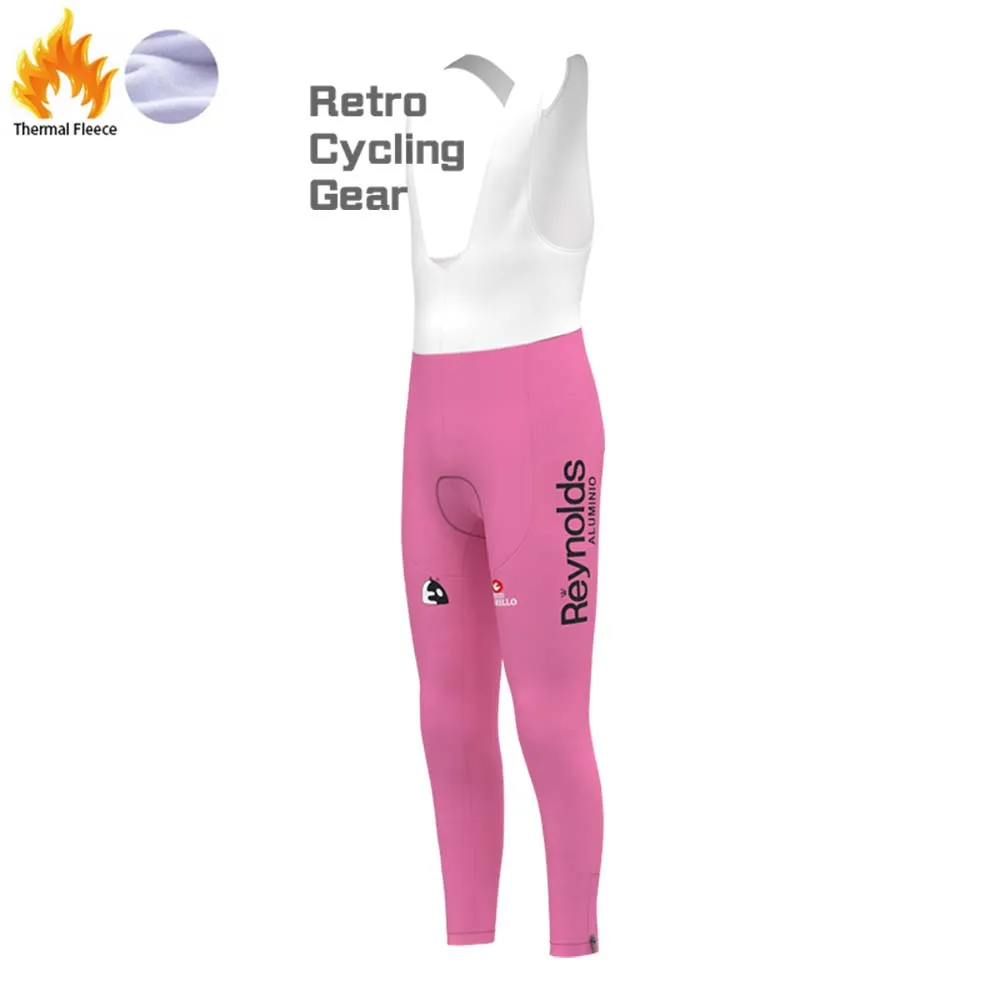 Pink Reynolds Fleece Retro Cycling Bib Pants