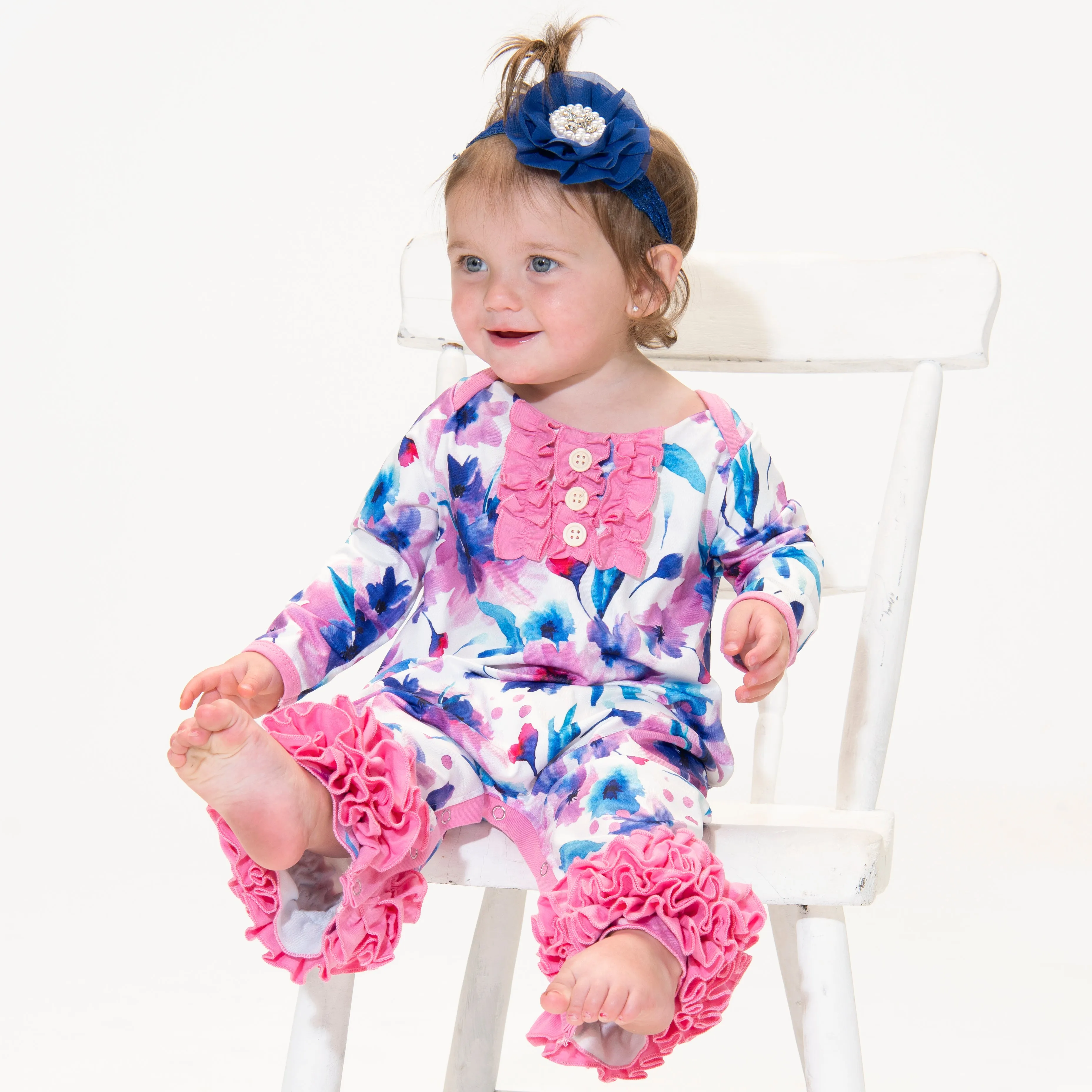 Pink Watercolor Anemone Icing Romper