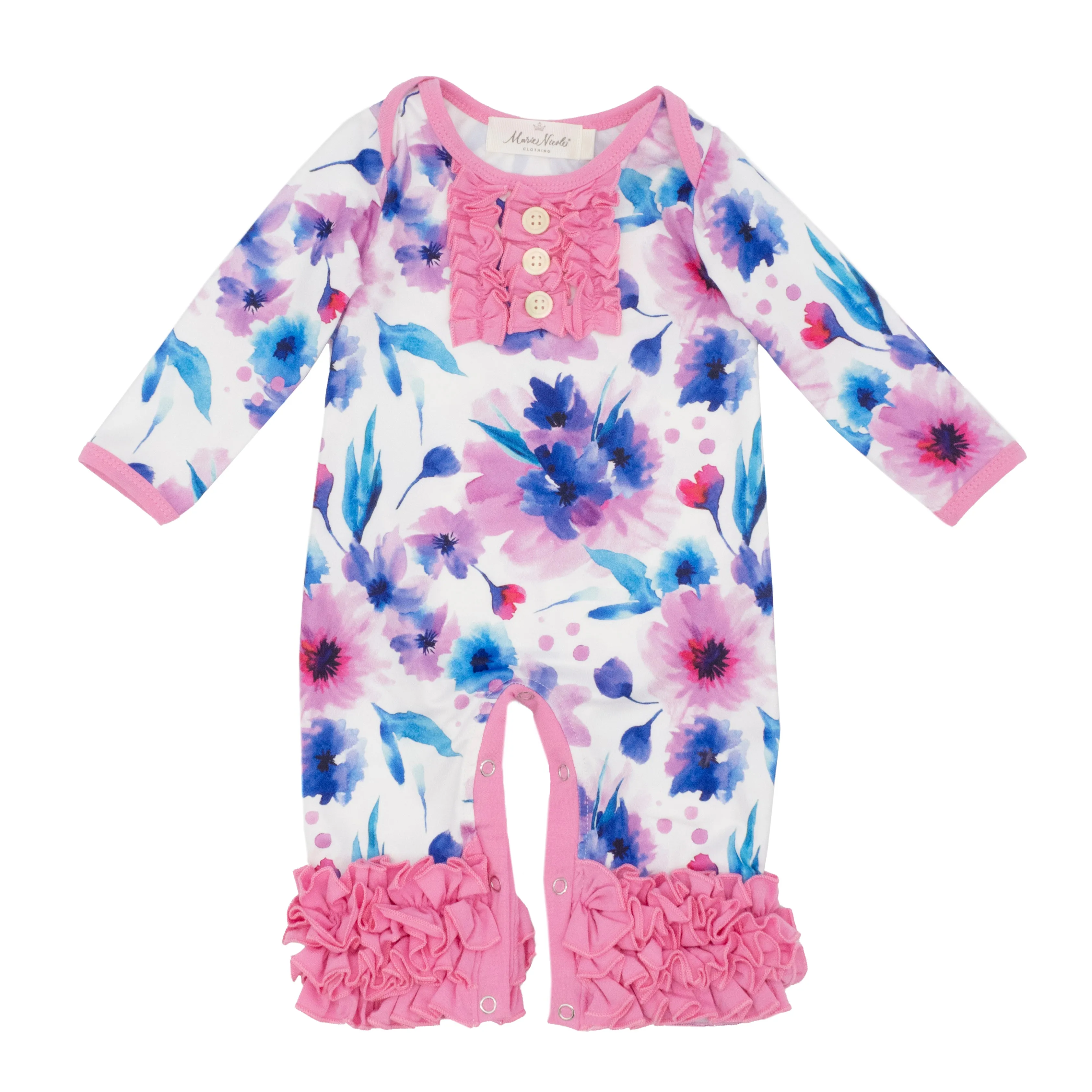 Pink Watercolor Anemone Icing Romper