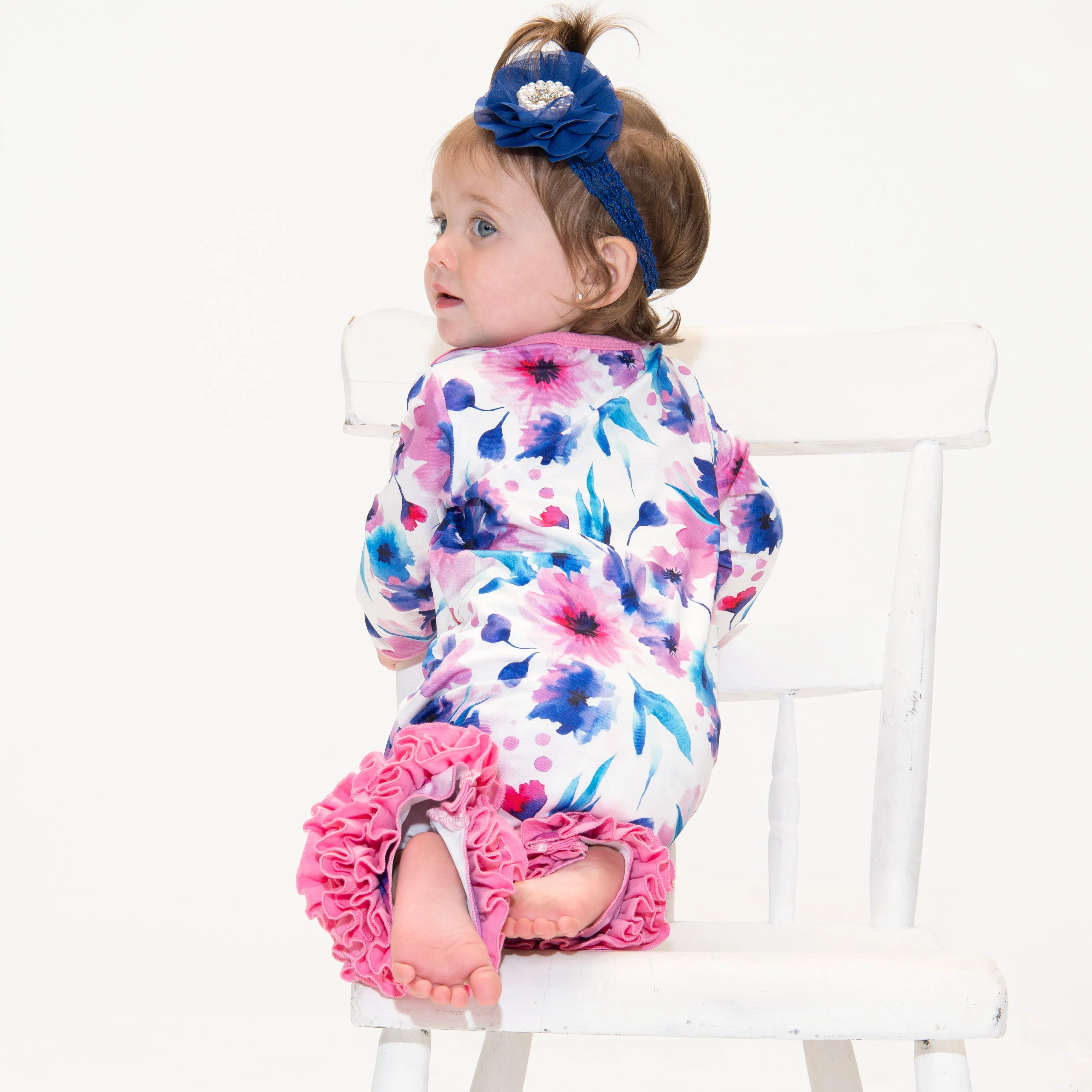 Pink Watercolor Anemone Icing Romper