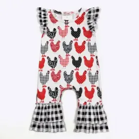 Plaid Chicken Baby Romper