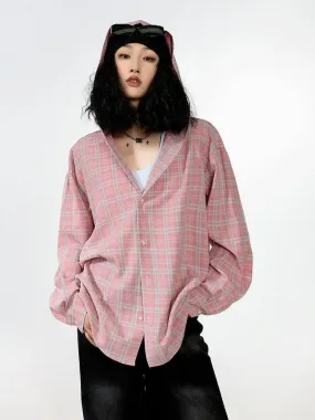 Plaid Hooded Button-Up Lightweight Shacket