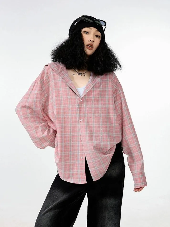 Plaid Hooded Button-Up Lightweight Shacket