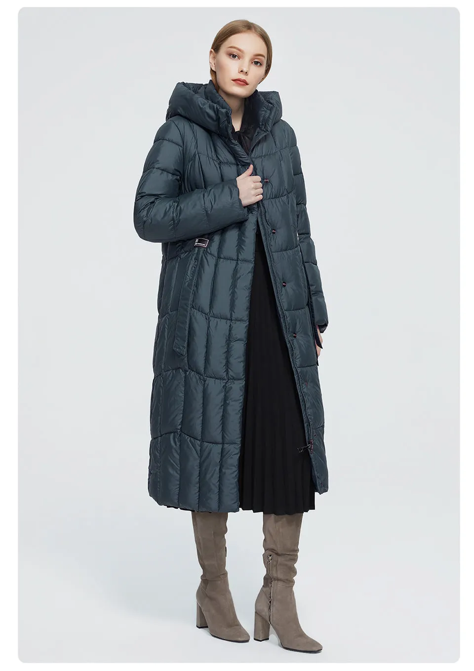 Plaid Thick Women's Long Warm Parka Coat