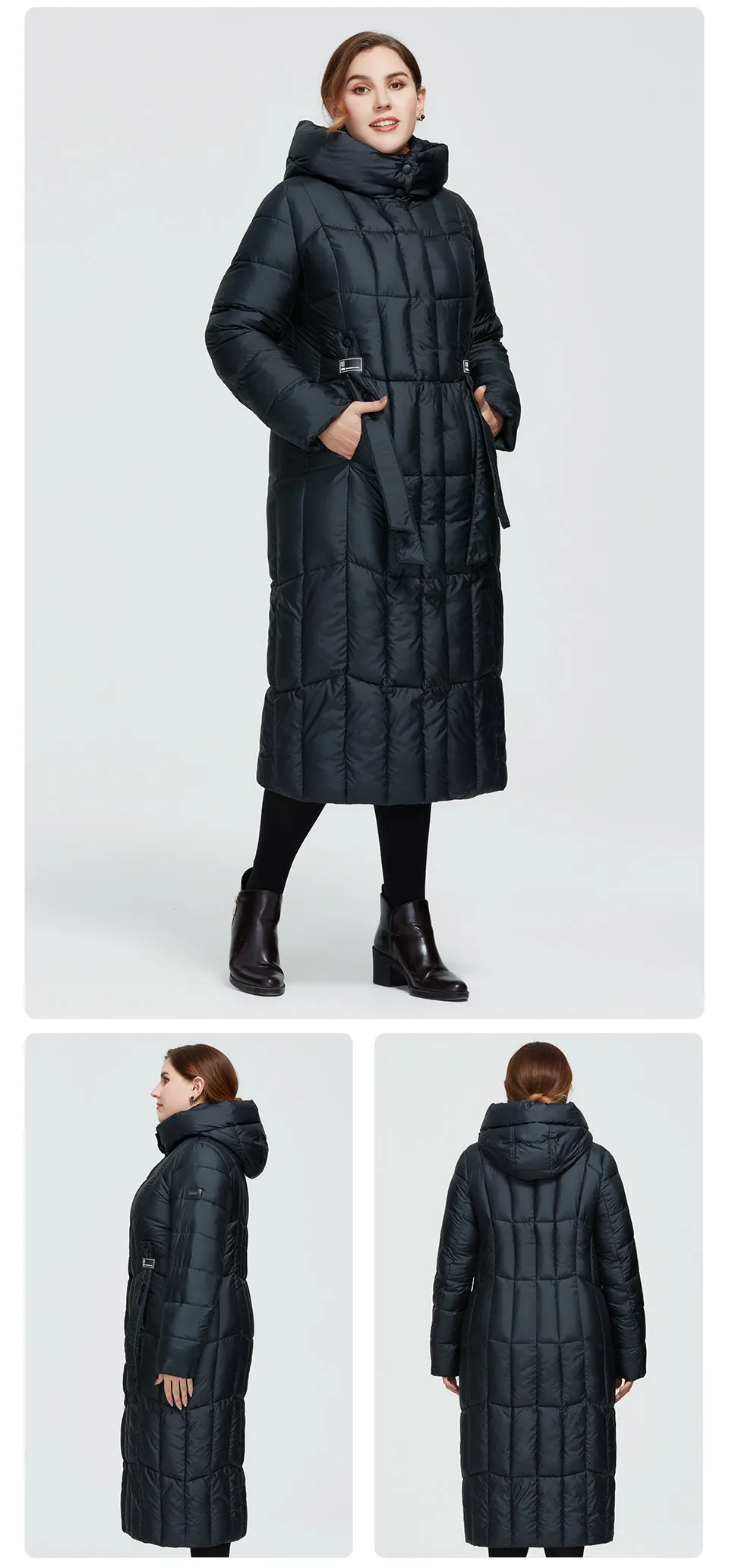 Plaid Thick Women's Long Warm Parka Coat