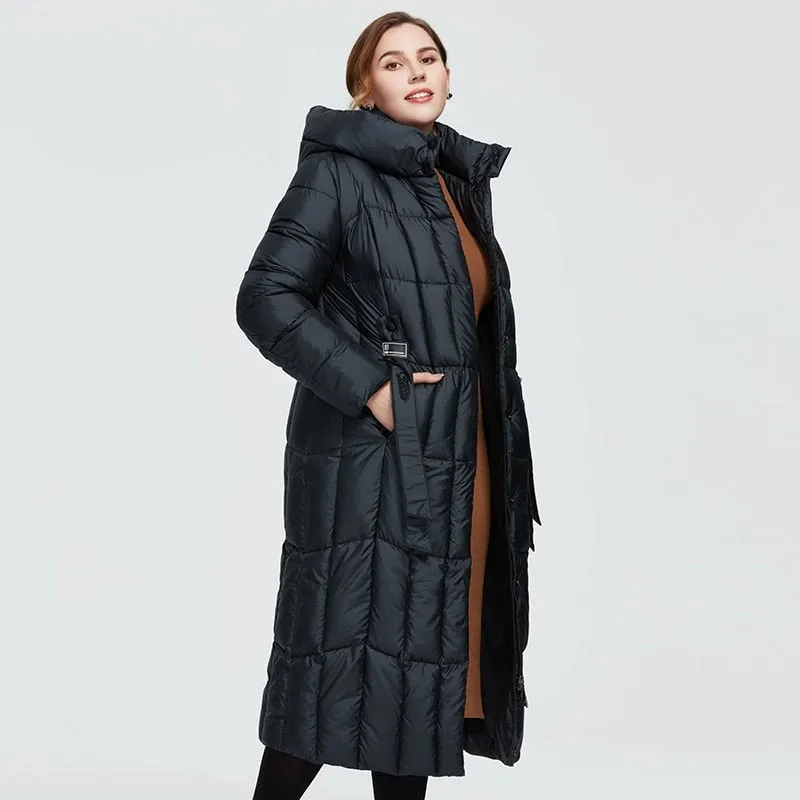 Plaid Thick Women's Long Warm Parka Coat