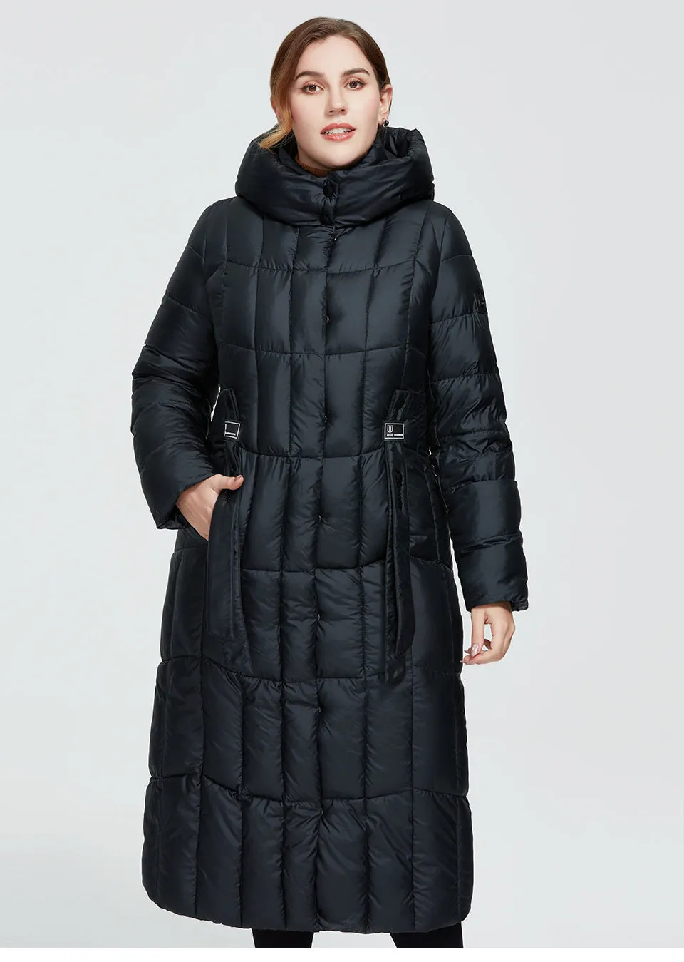 Plaid Thick Women's Long Warm Parka Coat