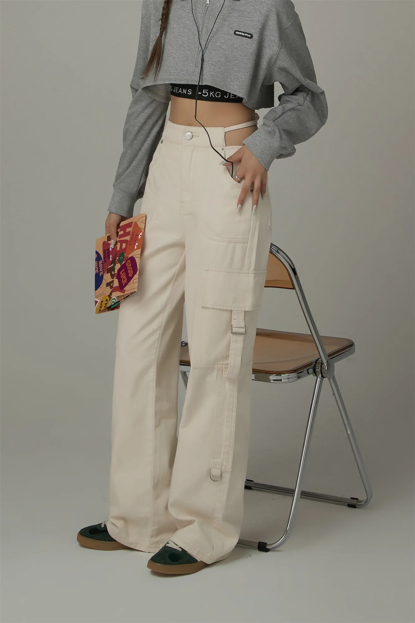 Pocket Straps Cargo Wide Pants