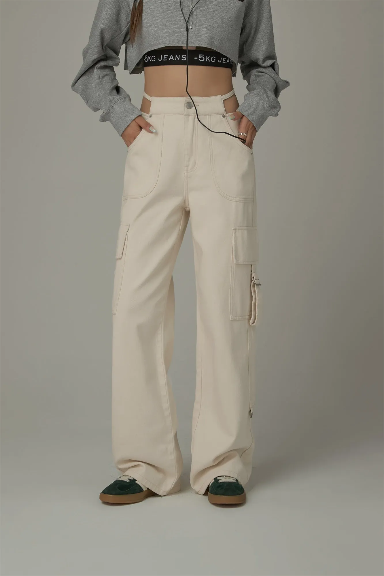 Pocket Straps Cargo Wide Pants