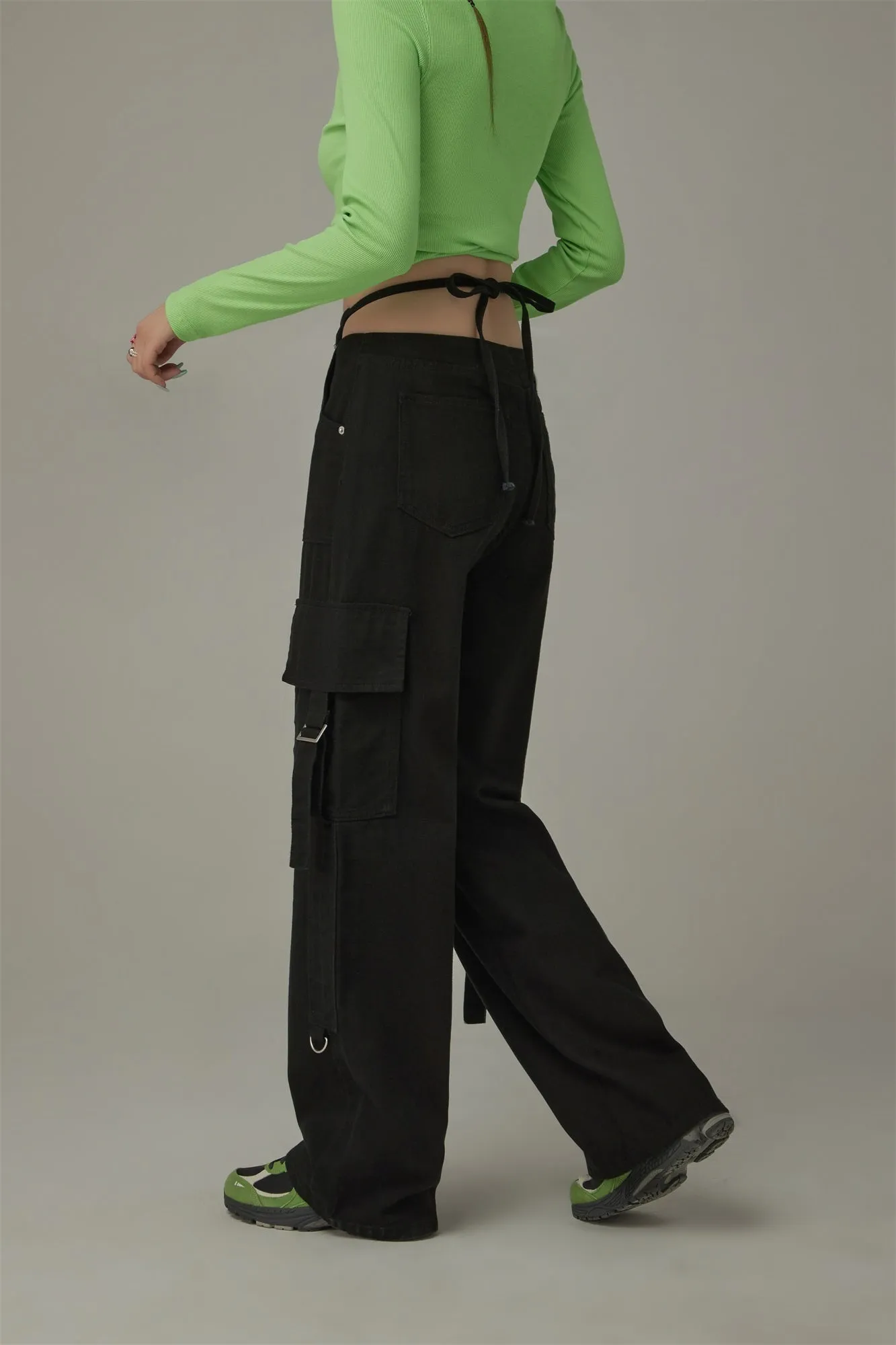 Pocket Straps Cargo Wide Pants