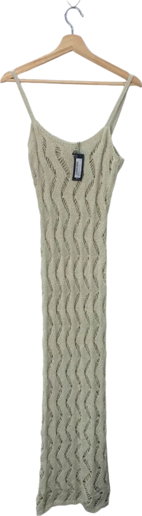 PrettyLittleThing Sand Textured Cut Out Detail Knit Maxi Dress M