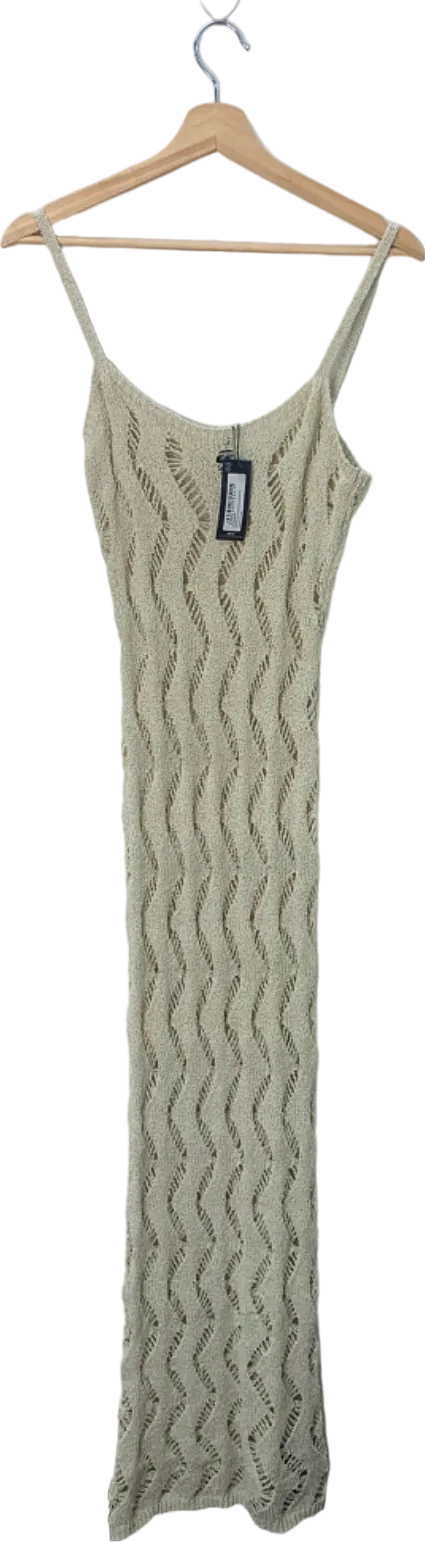 PrettyLittleThing Sand Textured Cut Out Detail Knit Maxi Dress M