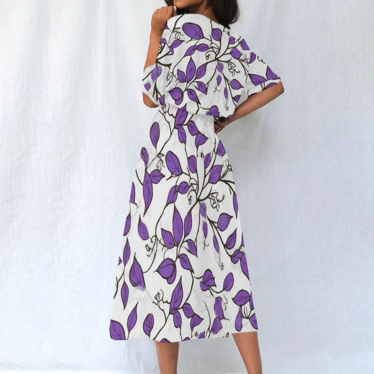 Purple Leaves | Elastic Waist Dress