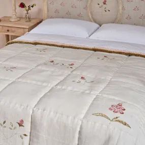 Rose &amp; Foxglove Rustic Linen Quilt - King Size