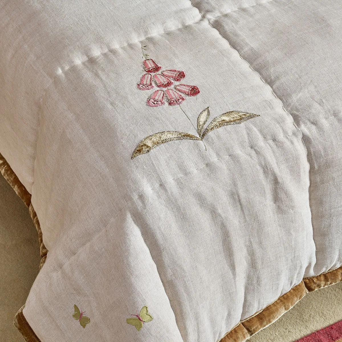 Rose &amp; Foxglove Rustic Linen Quilt - King Size