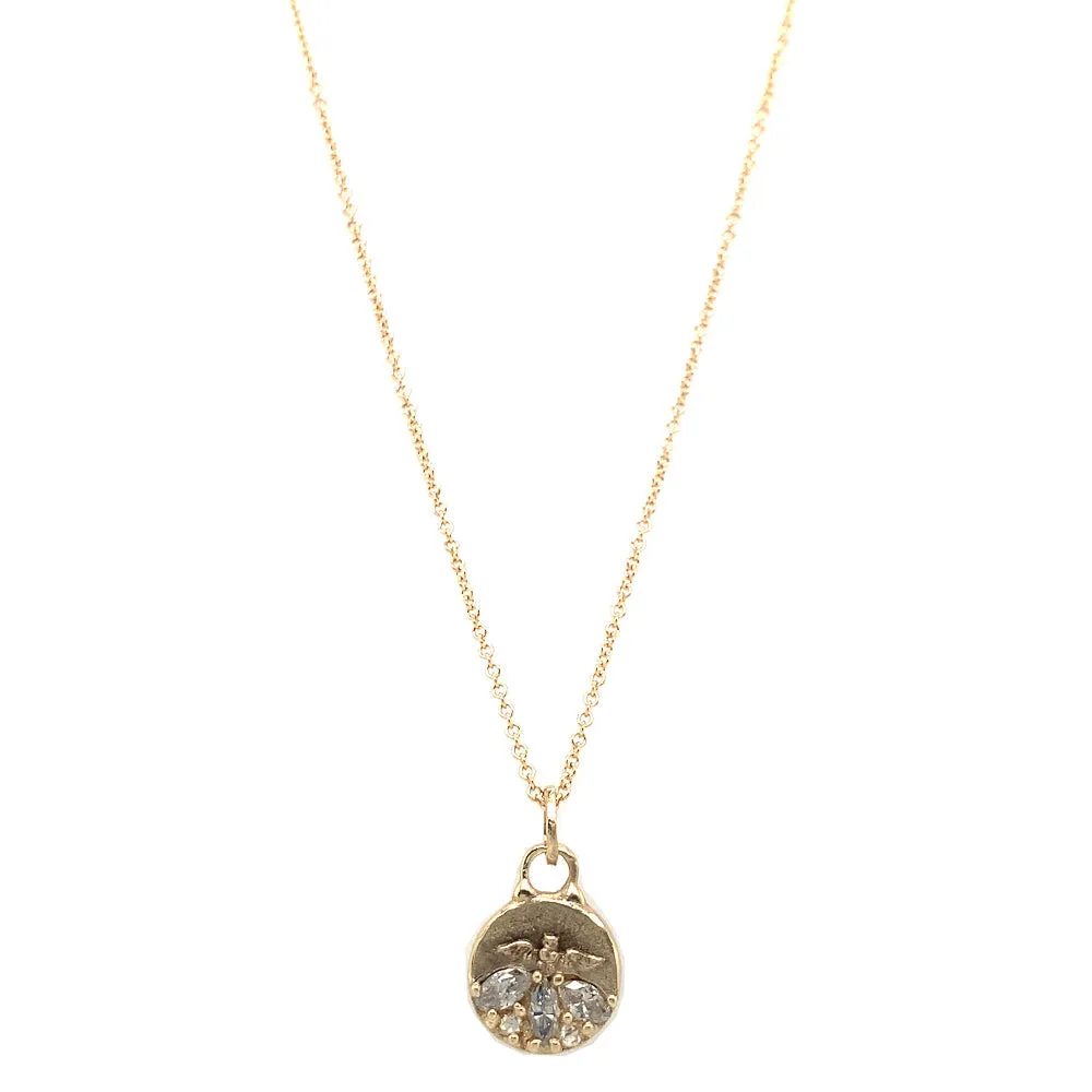 Salt & Pepper Diamond Pendant in Yellow Gold - "Virtues of the Solitary Bird"