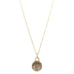 Salt & Pepper Diamond Pendant in Yellow Gold - "Virtues of the Solitary Bird"