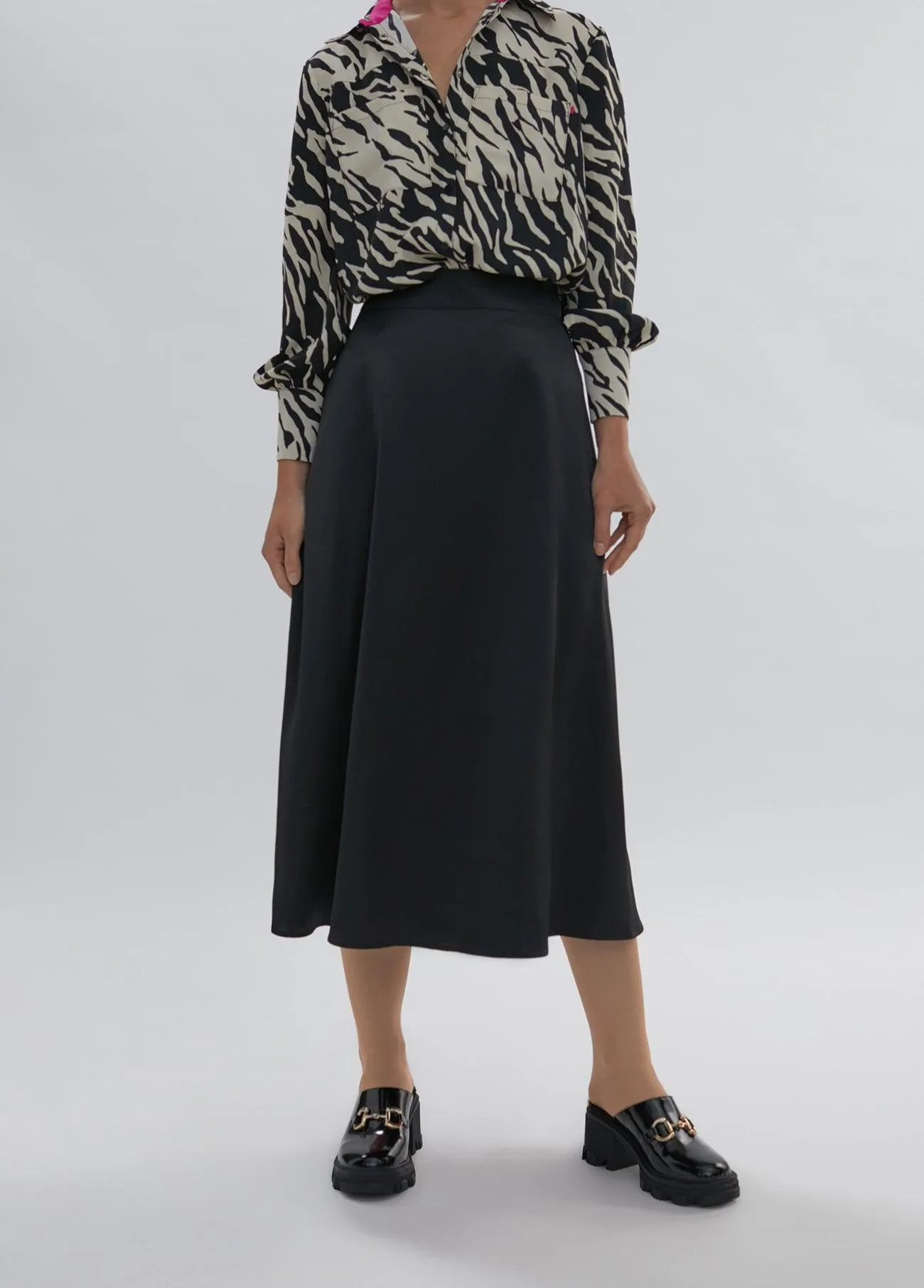 Satin midi skirt