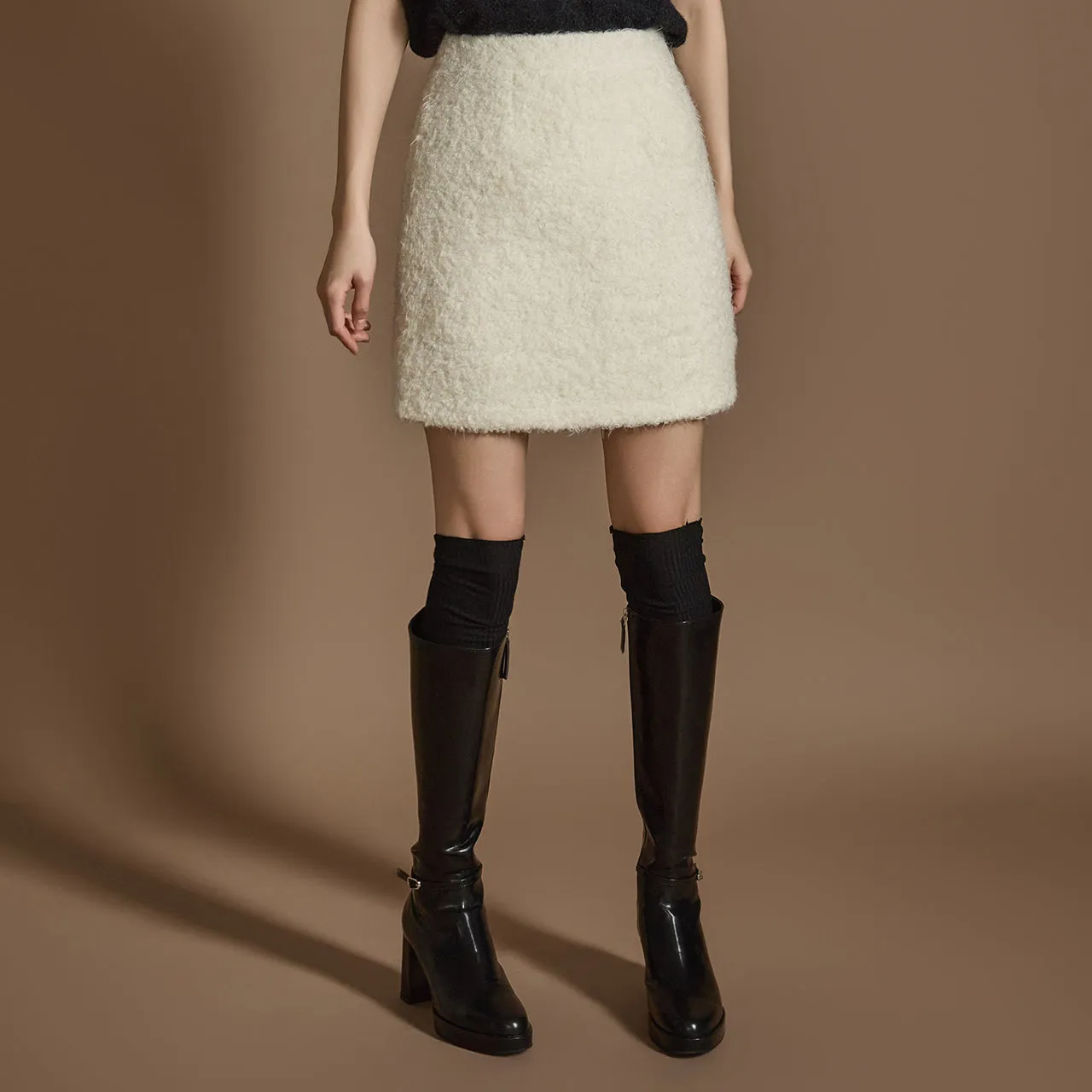 SK2859 Bouclé wool Mini Skirt