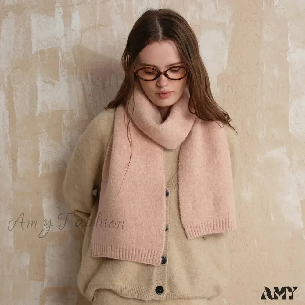 Soft Wool Blend Solid Color Winter Scarf