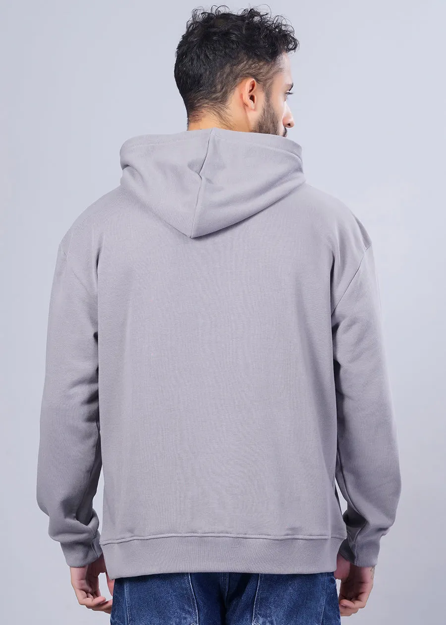 Solid Men Drop Shoulder Premium Terry Hoodie - Ash Grey