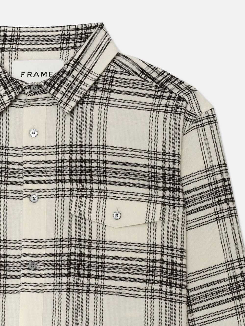 Spring Plaid Shirt -- White Canvas/Black Plaid