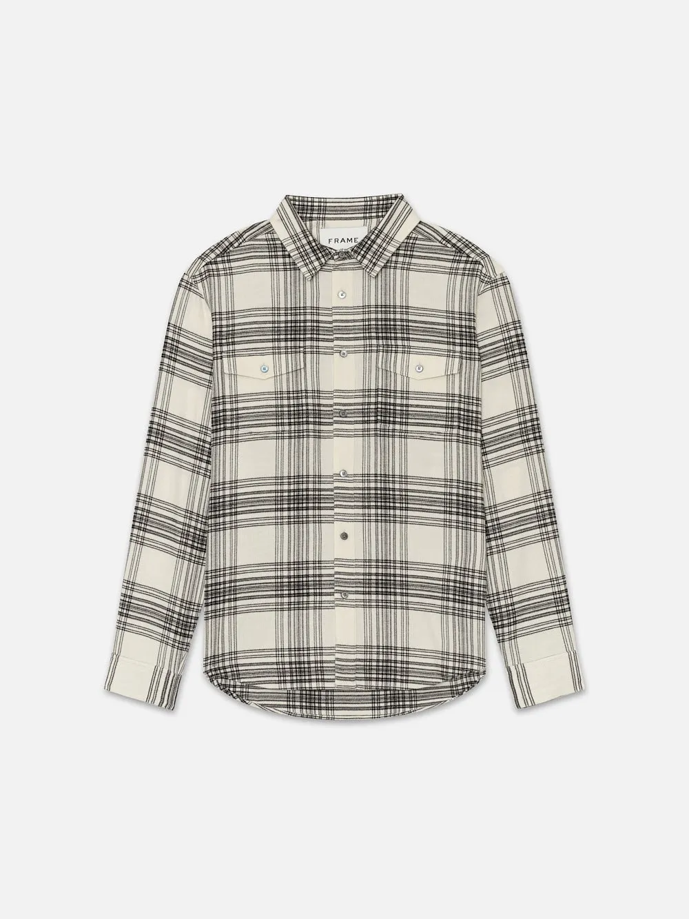 Spring Plaid Shirt -- White Canvas/Black Plaid