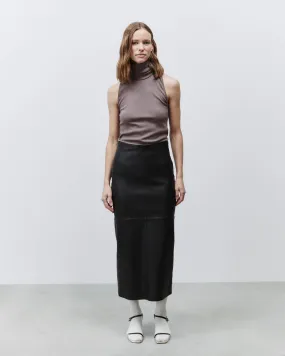 STRETCH LEATHER PENCIL SKIRT