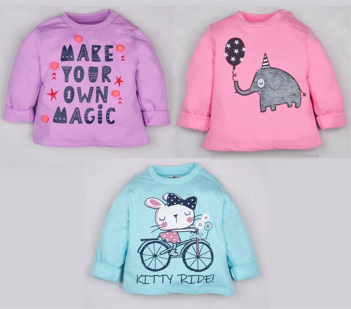 Sweatshirt Combo - Elephant, Kitty and Pom Pom