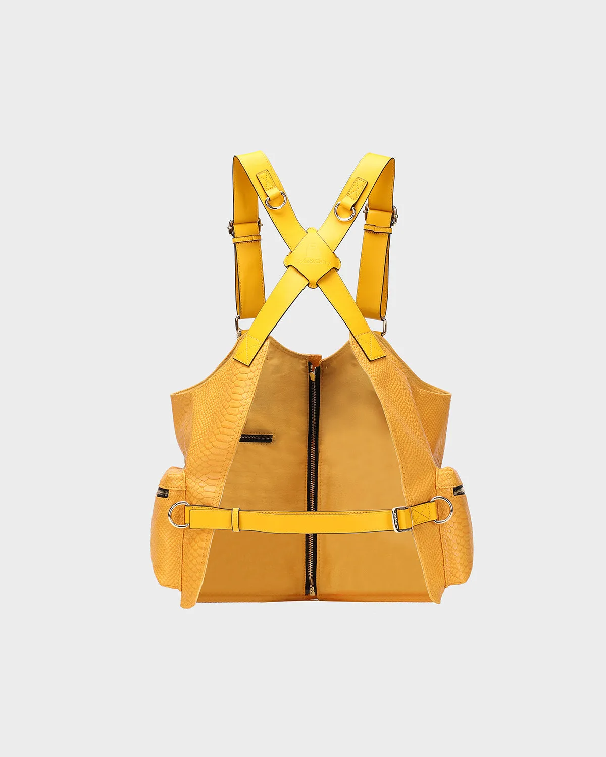 Tactical Leather Vest in Mustard