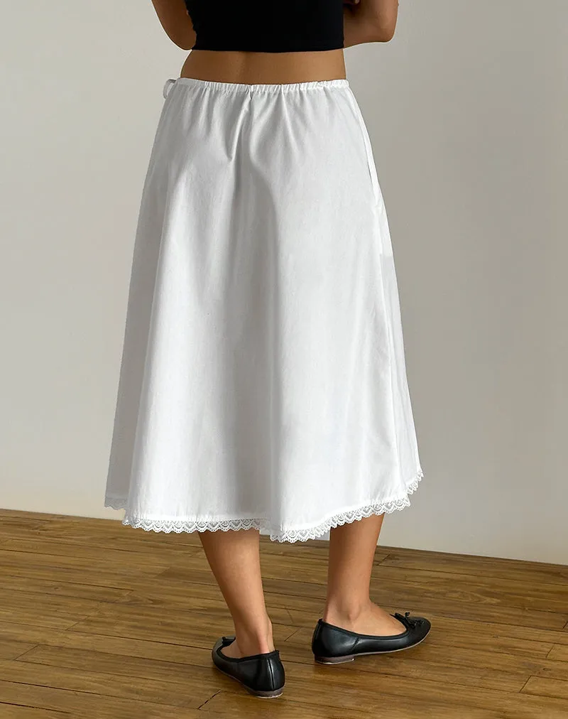 Taka Midi Skirt in Poplin White