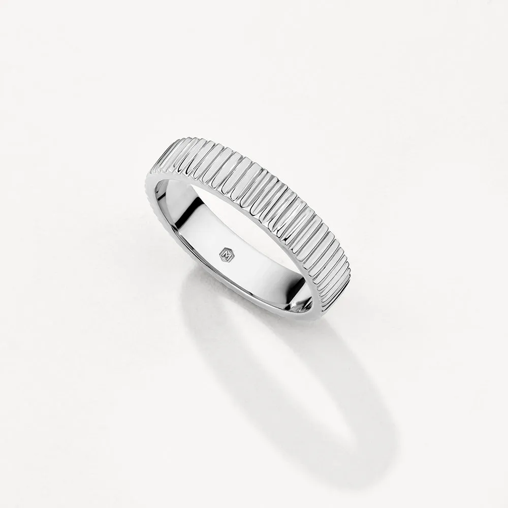 Textured Slim Boyfriend Ring in Silver