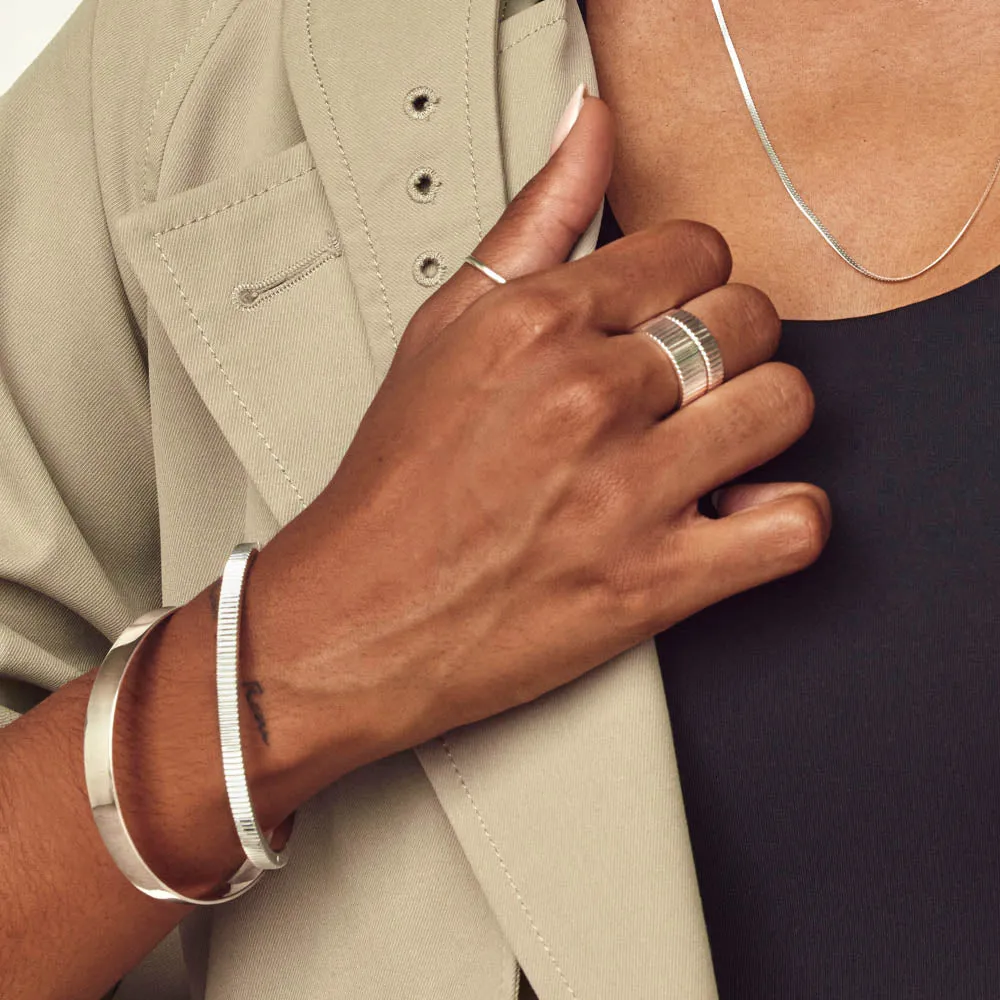 Textured Slim Boyfriend Ring in Silver