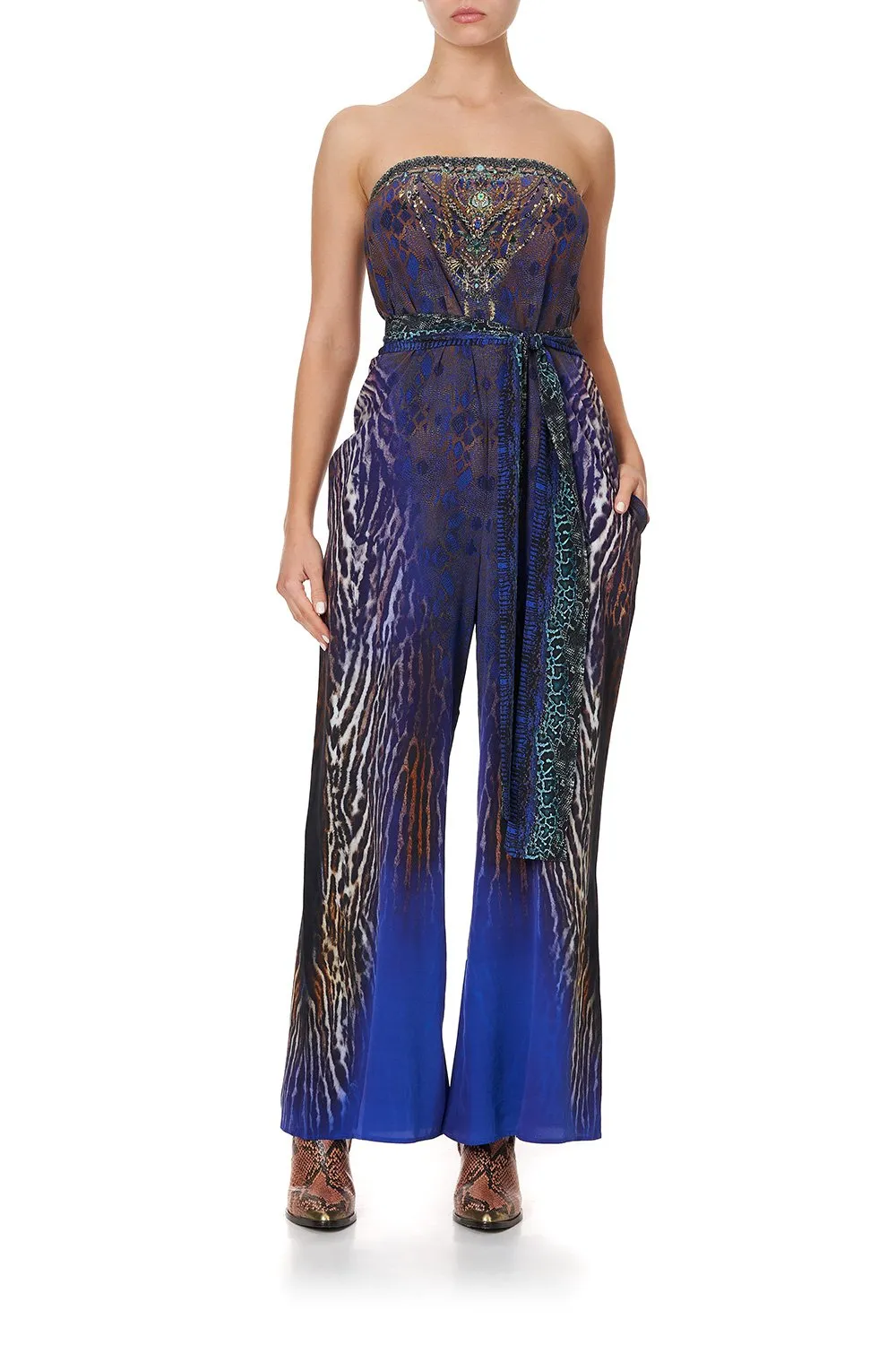 TIE WAIST STRAPLESS JUMPSUIT KOMODO QUEEN