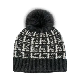 Tiffany Tweed Pom Pom Hat, Black