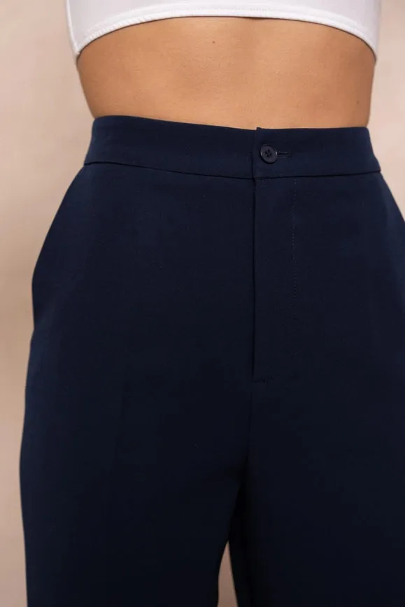 Timeless Straight Cut Plain Pants Navy