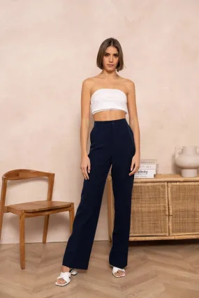 Timeless Straight Cut Plain Pants Navy