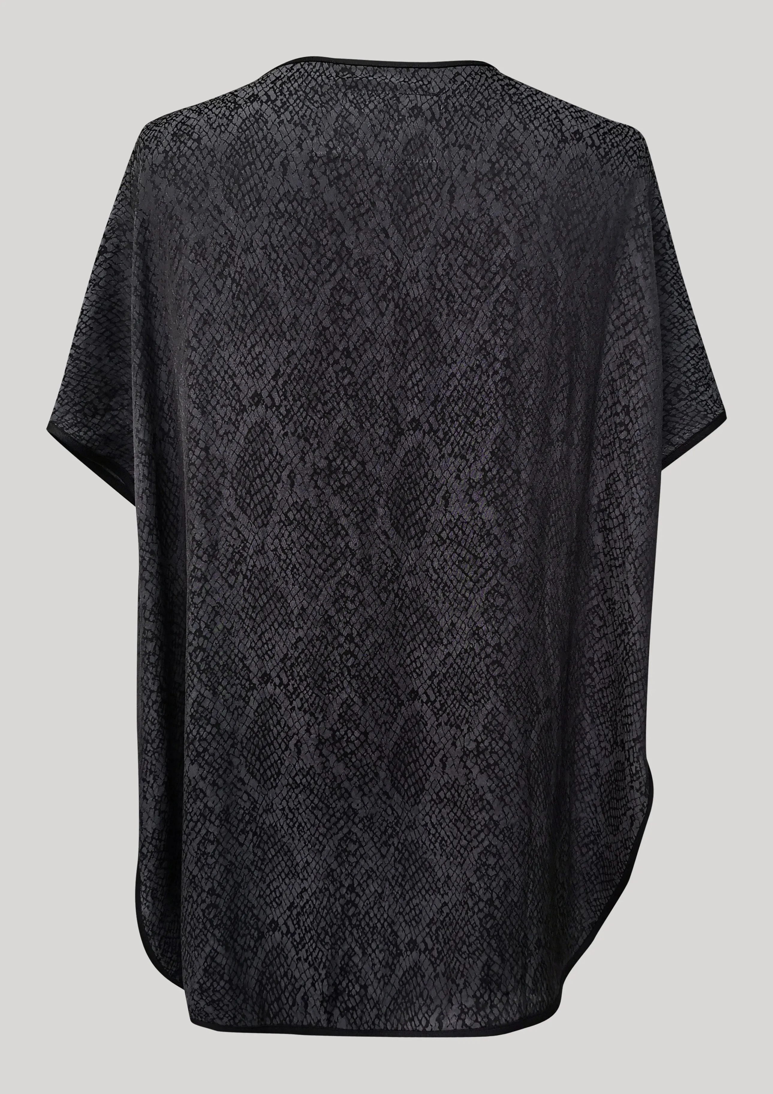 TOP SHORT SLEEVES WIDE - JACQUARD SATIN snake print black/dark grey