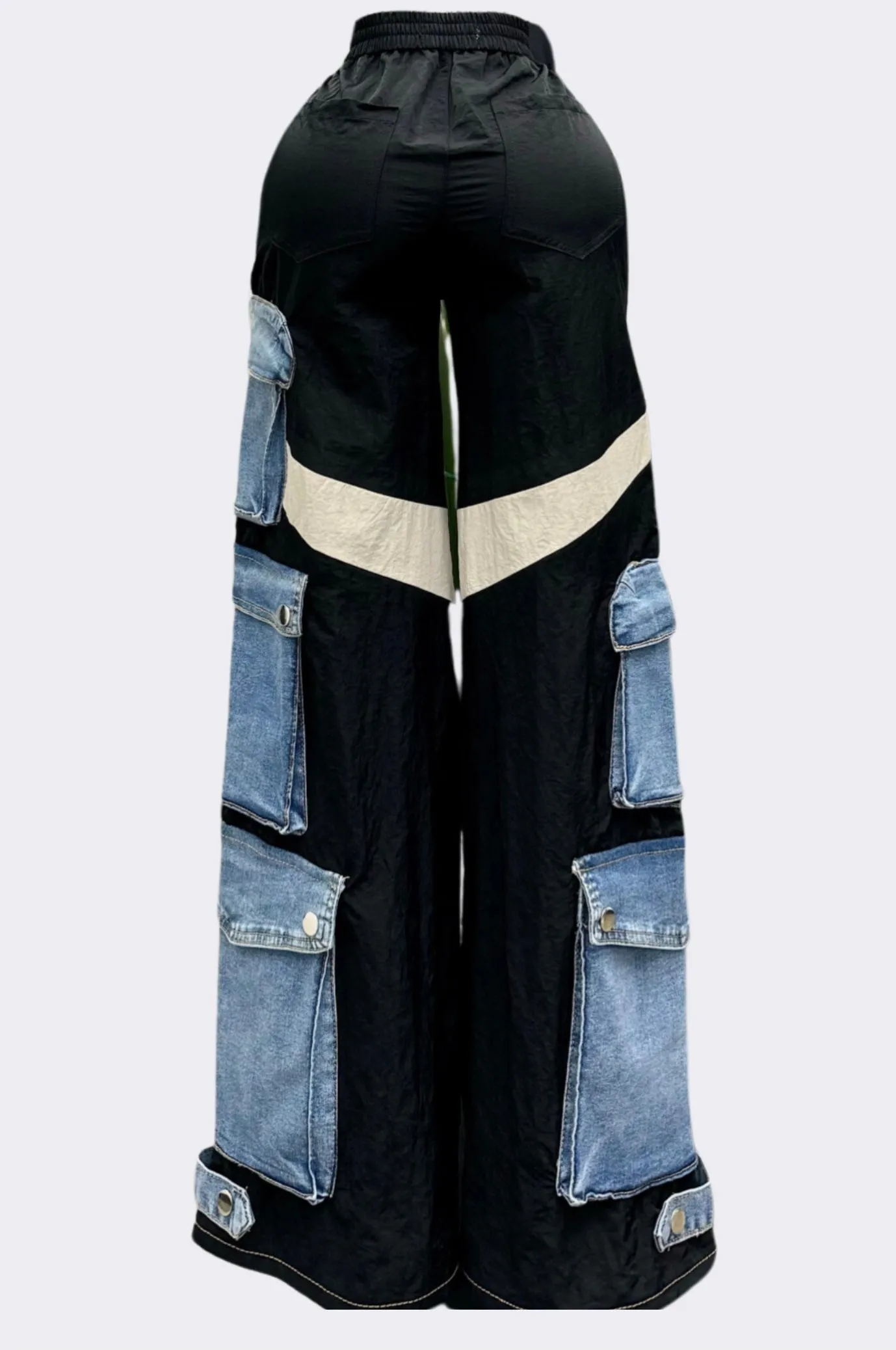 Track Mix Cargo Denim Pants