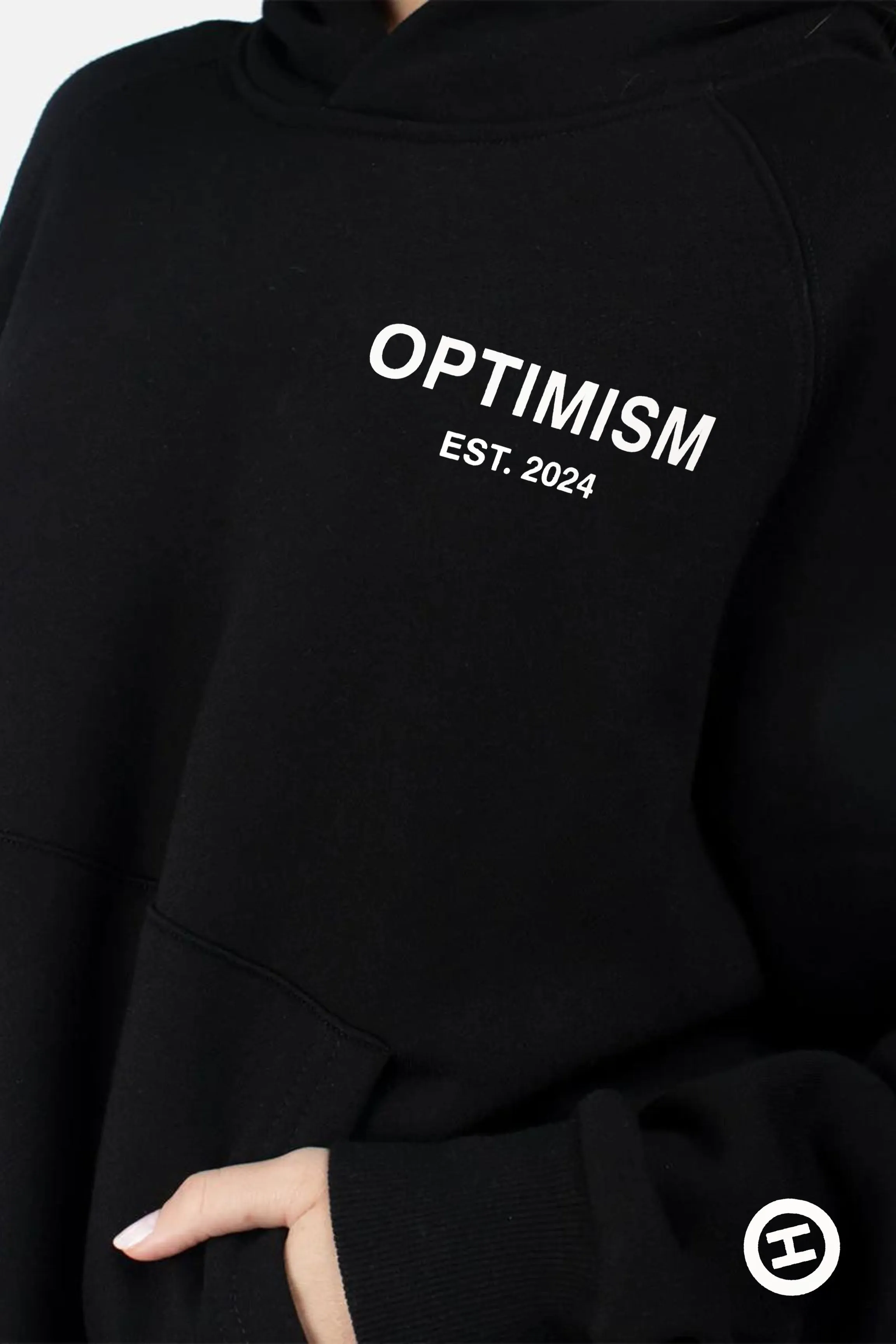 Unisex Premium Fleece- Hoodie Oversized (Black) Optimism