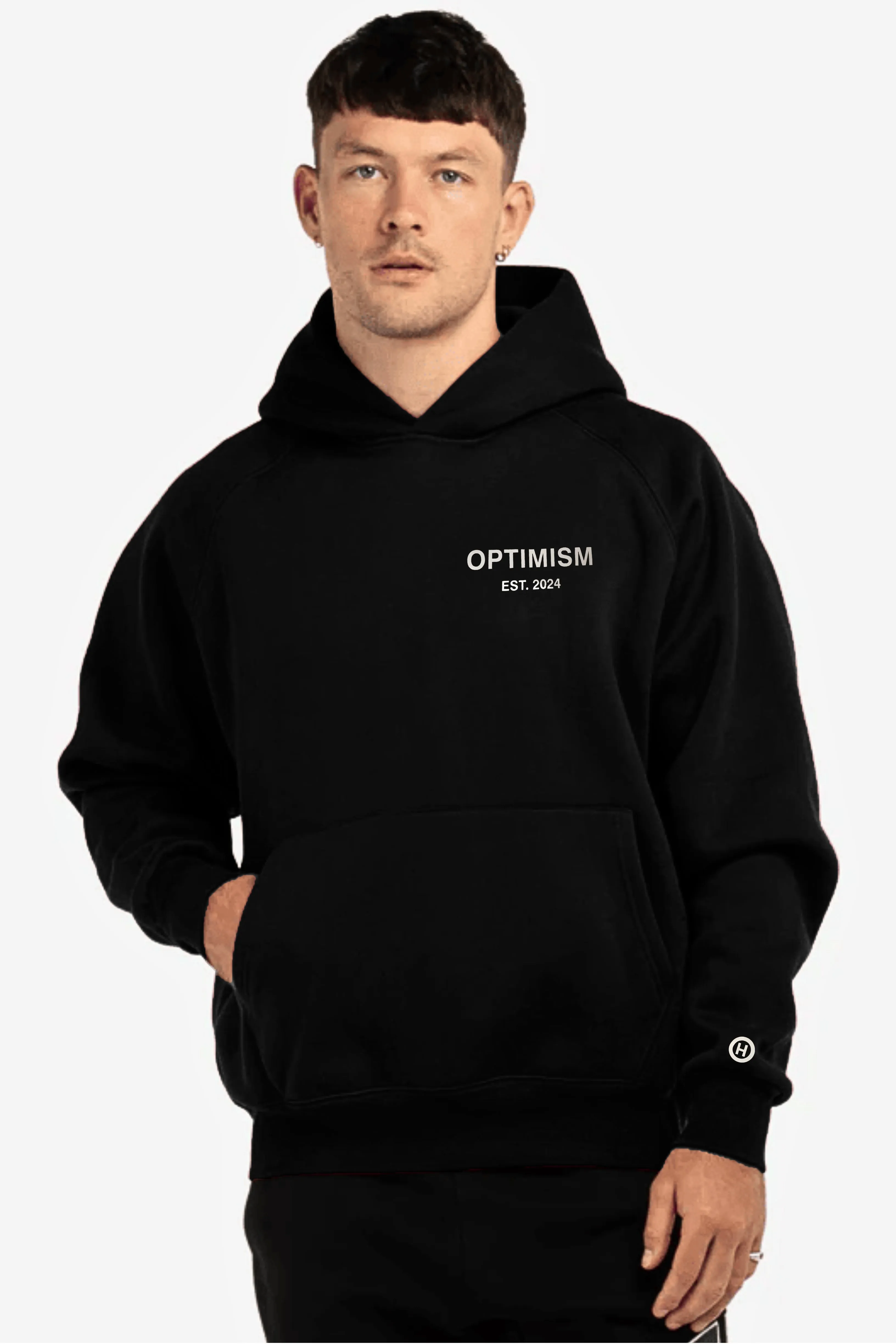 Unisex Premium Fleece- Hoodie Oversized (Black) Optimism